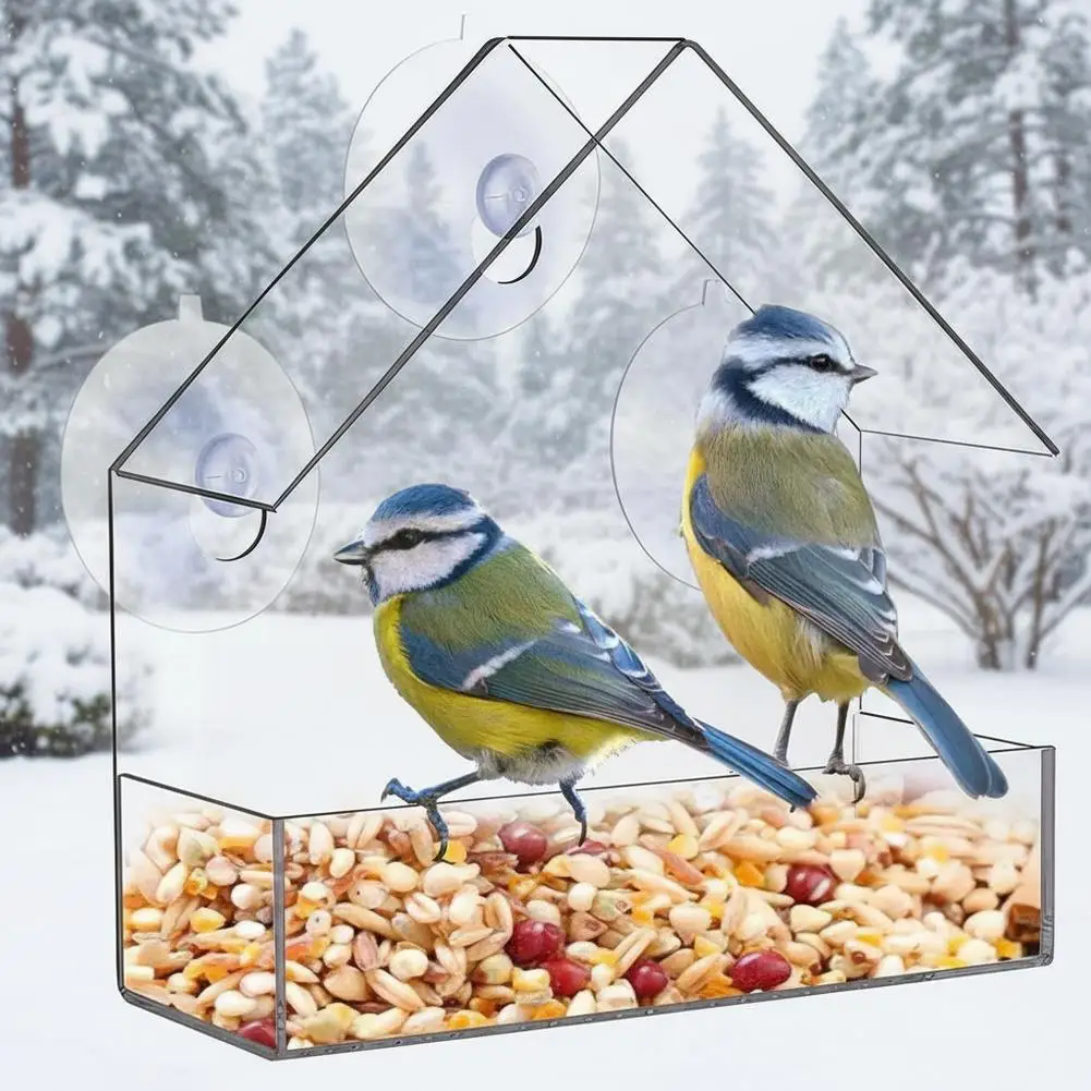 1PC Bird feeder with transparent window and external bird feeder with suction cup suitable for outdoor garden use - Image 2