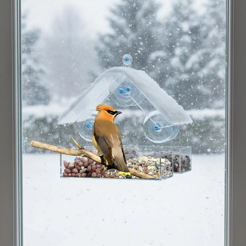 1PC Bird feeder with transparent window and external bird feeder with suction cup suitable for outdoor garden use - Image 4