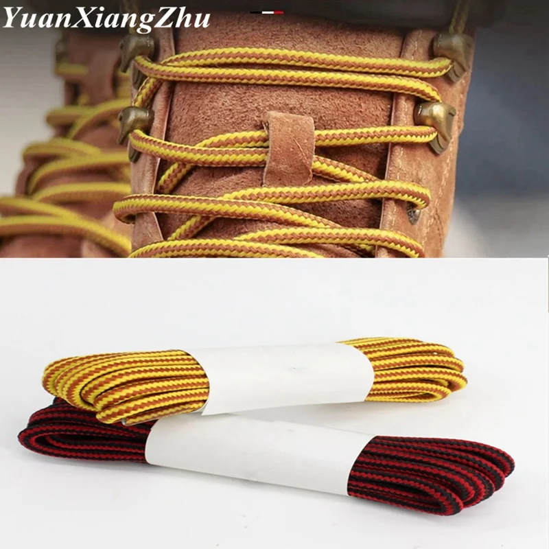 1Pair Quality Striped Shoelaces Round Cotton Shoe laces Outdoor Boots and Sneakers Shoelace 18 Color 70CM 90CM 120CM 150CM - Image 2