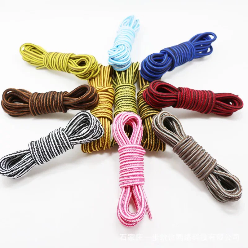 1Pair Quality Striped Shoelaces Round Cotton Shoe laces Outdoor Boots and Sneakers Shoelace 18 Color 70CM 90CM 120CM 150CM - Image 3