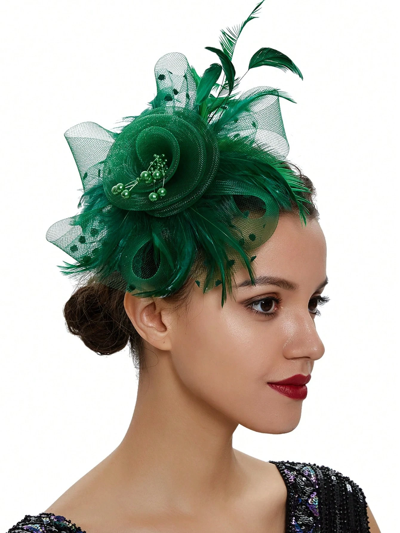 1Pc Fascinators Hat Flower Mesh Ribbons Feathers On A Headband And A Clip Tea Party Headwear For Girls And Women - Image 2