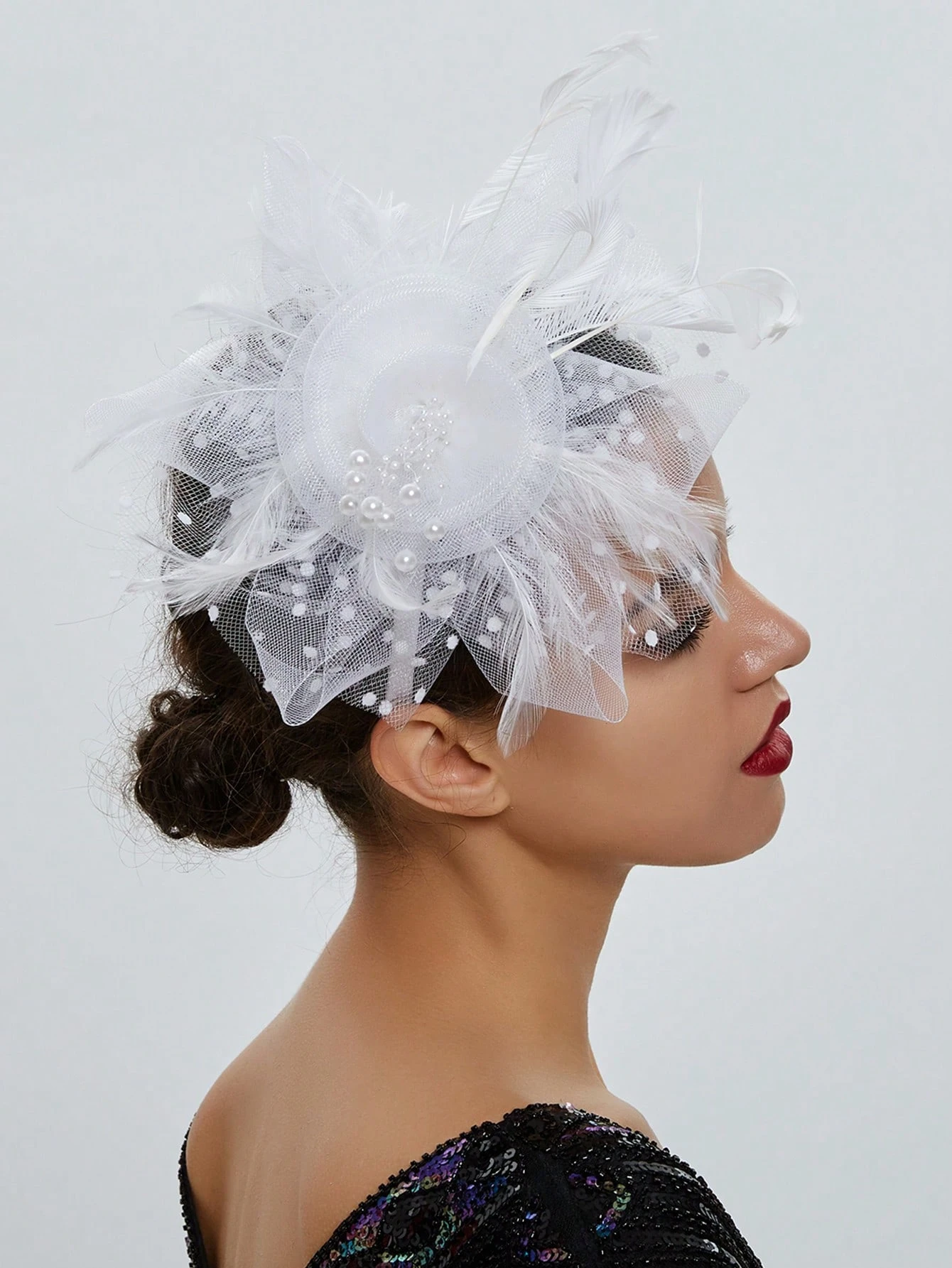 1Pc Fascinators Hat Flower Mesh Ribbons Feathers On A Headband And A Clip Tea Party Headwear For Girls And Women - Image 4