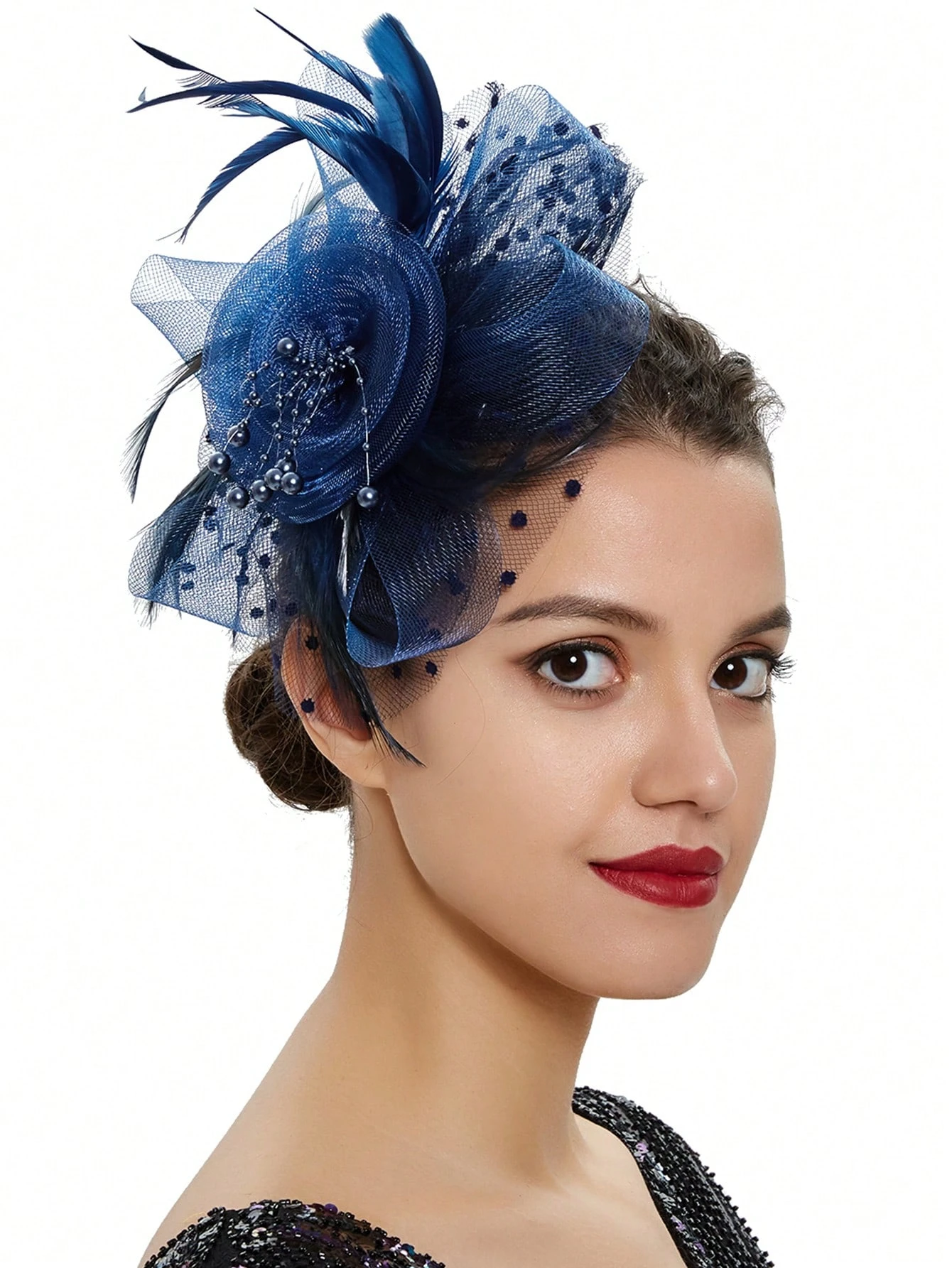 1Pc Fascinators Hat Flower Mesh Ribbons Feathers On A Headband And A Clip Tea Party Headwear For Girls And Women - Image 6