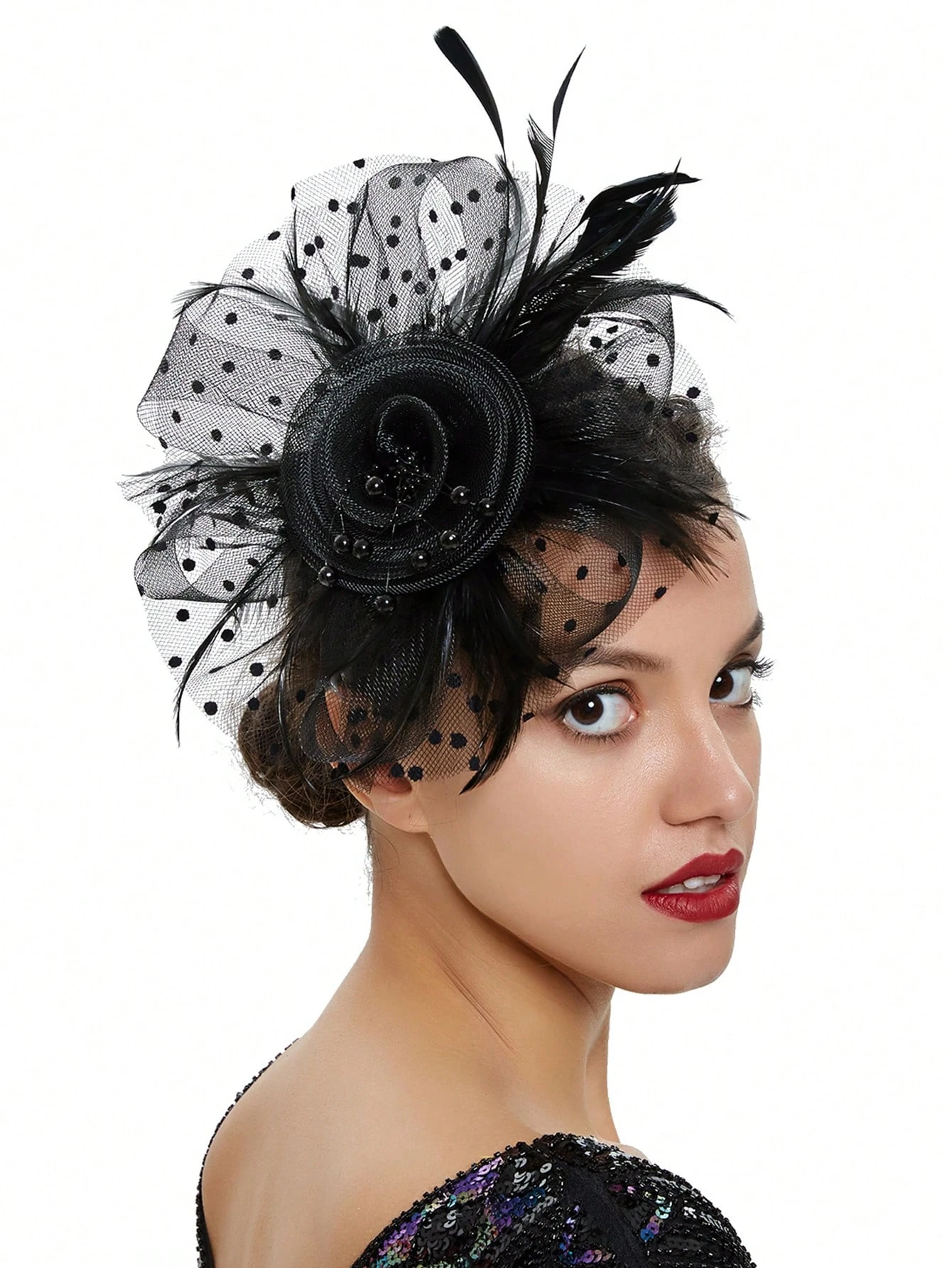 1Pc Fascinators Hat Flower Mesh Ribbons Feathers On A Headband And A Clip Tea Party Headwear For Girls And Women - Image 3