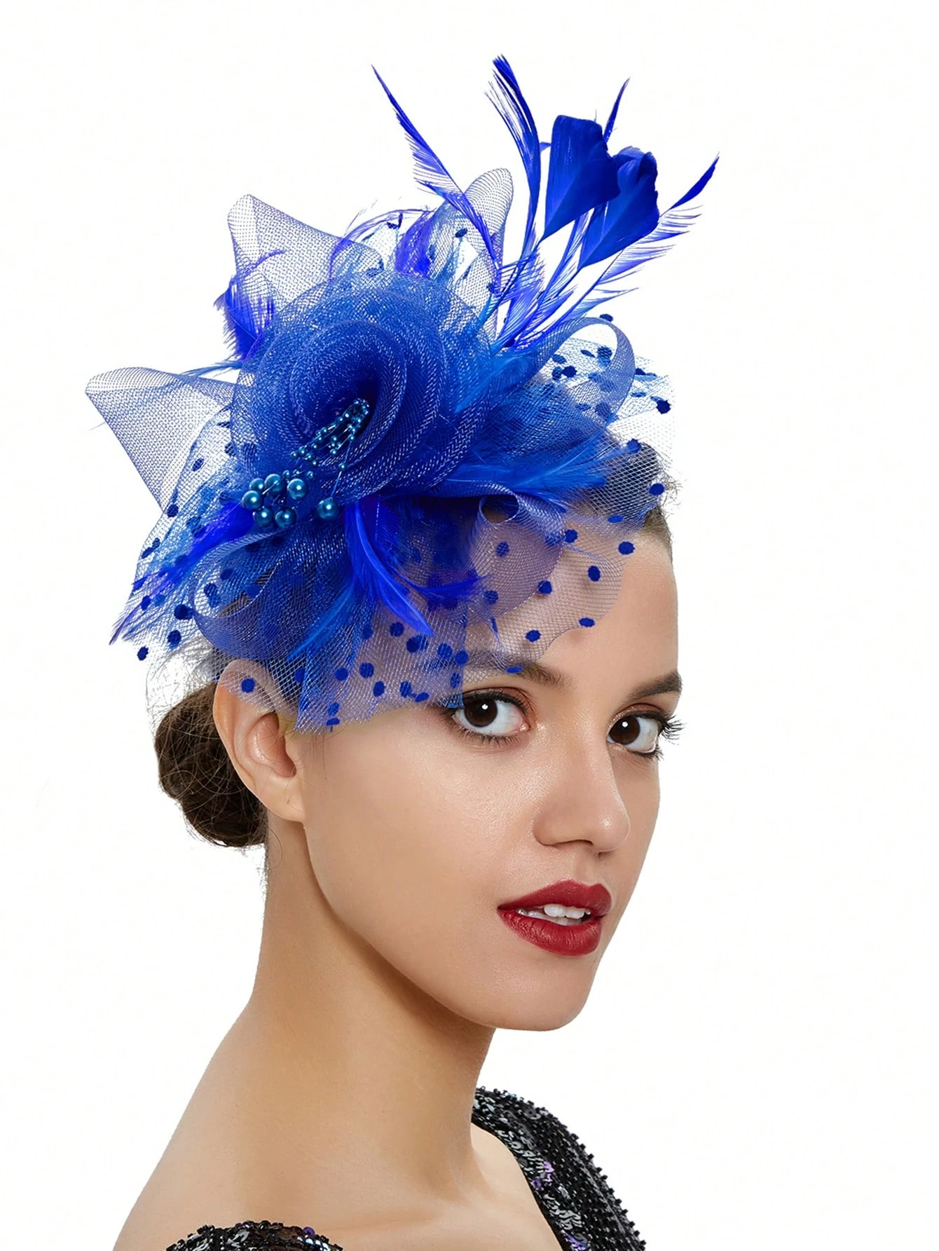 1Pc Fascinators Hat Flower Mesh Ribbons Feathers On A Headband And A Clip Tea Party Headwear For Girls And Women - Image 5