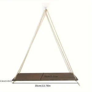 1Pc Wood Swing Hanging Rope Wall Mounted Floating Shelves Plant Flower Pot Indoor Outdoor Decoration