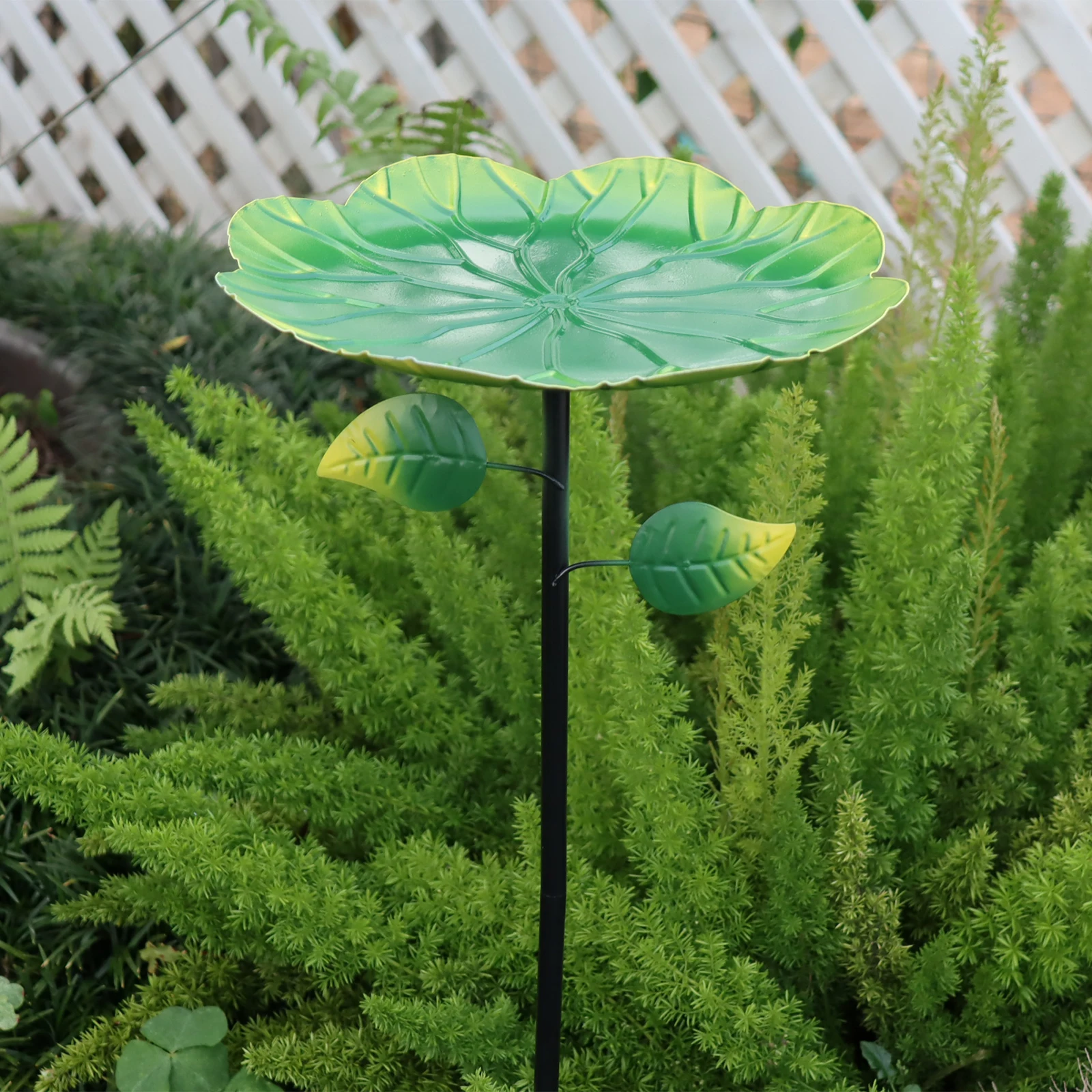 1pc Garden Metal Bird Bath Tub, 28 inches tall - Freestanding, removable bird bath tub/feeder with delicate leaf pattern. Sturdy - Image 4