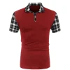 2024 New Fashion Leisure Sports T-shirt Men's Short sleeved Solid Color T-shirt Spliced Loose Large Men's T-shirt Men's