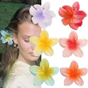 2024 New Vacation Egg Flower Hair Clips Hawaii Beach Claws Bohemian Hairpin for Girls