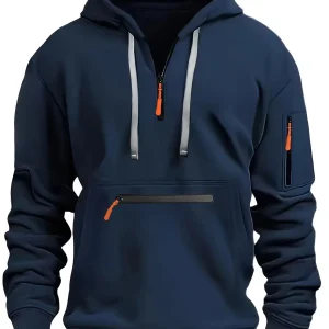 2024 Spring and Autumn New Men's Zipper Multi Pocket Hoodie Fashion Sports Street Trend Long Sleeve Hoodie Loose Jacket