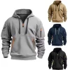 2025 New Multi Pocket Zipper Fleece Hooded Casual Shirt for Men and Women Plus Size Loose Pullover Fashion Sweatshirt top