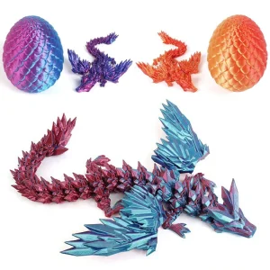 22cm 3D Printed Magic Dragon with Poseable Wings Articulated Fantasy Dragon Figure Easter Home Office Decor Ornaments