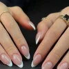 24pcs Long Almond Fake Nails White French Press on Nails Simple Full Cover Detachable Nail Tips