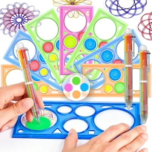2/4pcs Spirography Ruler & 6-Color Pen Drawing Set, Mandala Ruler for Geometric Pattern Design DIY Art HandiCraft Stationery XJM