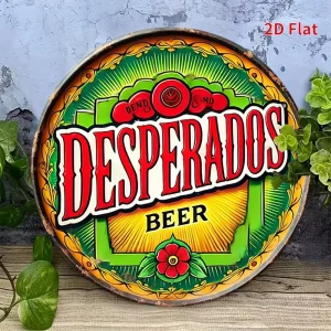 2D Flat, 1pc Desperados Beer Logo Wall Sign - Vintage Retro Outlaw Themed Decorative Plaque Suitable for Bars, Pubs,for Man Cave