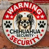 2D Flat-One-Piece Round Aluminum Security Sign in 2D Flat Design, Featuring Rustic Metal Wall Art with a Chihuahua And Stars