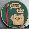 2D Flat Vintage Funny Bathroom Wooden Sign, Retro French Humor Toothbrush Toilet Paper Round Plaque, Aesthetic Restroom Wall Art