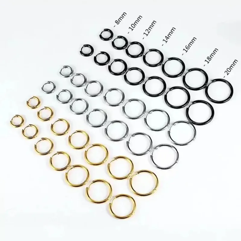 2Pcs Small Hoop Earrings Women Men Gold Silver Color Stainles Steel Round Circle Pendientes Mujer Anti-allergy - Image 3