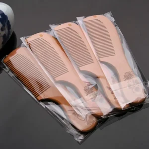 2pcs Anti-static Peach Wood Comb Handcrafted Hair Styling Tool Hair Comb Head Massage Beard Comb