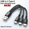 3 In 1 100W 6A USB-A to 3×Type-C Fast Charging Cable For Samsung S24 Xiaomi Huawei Android Mobile Phone USB C Data Transfer Cord