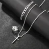 3 Pieces Cross-Style Accessories Set Bracelet Necklace Ring Stainless Steel Elegant Suitable Both Men Women Fashionable Gift Se