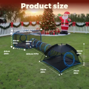3-in-1 Portable Mesh Pet Fence Playhouse Multi-Animal Cage with Tunnel Indoor Outdoor Easy Setup for Cats And Small Animals