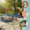 3-in-1 Portable Mesh Pet Fence Playhouse Multi-Animal Cage with Tunnel Indoor Outdoor Easy Setup for Cats And Small Animals