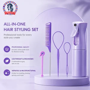 4/5/6pcs Hair Brush Set Hairdressing Spray Bottle Hair Braiding Loop Rat Tail Comb Teasing Hair Brsuh Salon Hair Styling Tools