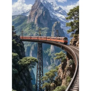 500/1000/1200/2000 PCS Jigsaw Puzzles Scenery Tracks Mountain Trains Family Activity Games for Gameroom Bedroom Gifts Home Decor