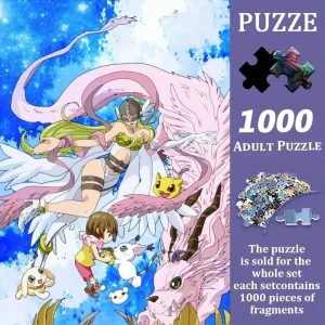 500/1000pcs Adult Jigsaw Puzzles Digimon Agumon Angewomon Suitable for Adults & Families - Challenging Large Pieces, Portable