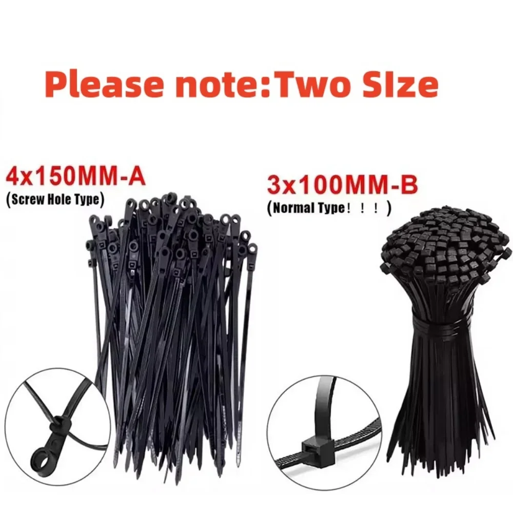 500/100PCS Screw Hole Cable Ties Reusable Fixed Nylon Cable Ties Self-locking Cord Ties Straps Fastening Loop Office Organizer - Image 3