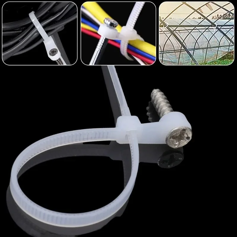 500/100PCS Screw Hole Cable Ties Reusable Fixed Nylon Cable Ties Self-locking Cord Ties Straps Fastening Loop Office Organizer - Image 5