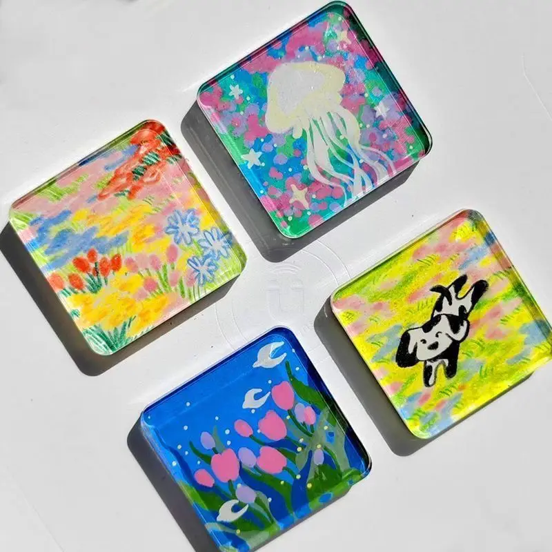 5/10pcs DIY Refrigerator Magnet High Transparent Acrylic Square Round with Magnetic Sheet Material Package Home Decor - Image 2