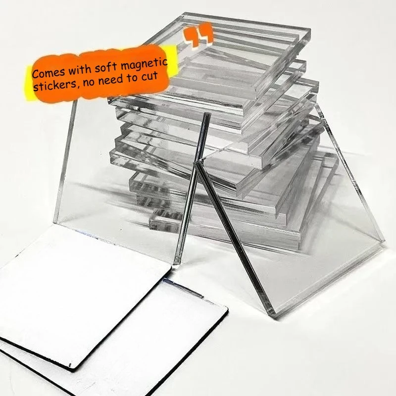 5/10pcs DIY Refrigerator Magnet High Transparent Acrylic Square Round with Magnetic Sheet Material Package Home Decor - Image 6