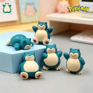 5Pcs/Lot Sleeping Version Figure Set Snorlax Mini Figure 1.8-3cm Tall Micro Landscape Cake Topper Kawaii Mini Model Ornaments