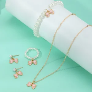 5pc/set Everyday Butterfly Jewelry Set – Delicate Wing Charms on Sleek Chains for Effortless Elegant Style.