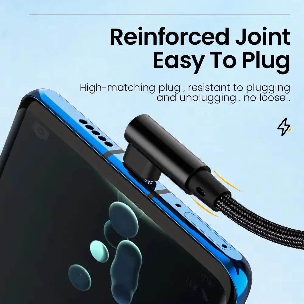 66W USB C Fast 90 Degrees Elbow Charge Cable Type C PD Cable Quick Charge For Oneplus Samsung Xiaomi Huawei High Speed Data Cord - Image 2