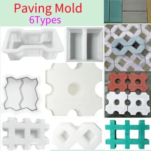6Types DIY Path Lawn Paving Cement Brick Mold Garden Courtyard Stone Road Concrete Pavement Walk Maker Mold Imitation Tools