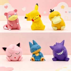 6pcs/set Anime Pokemon Pikachu Psyduck Gengar Jigglypuff Cute Mini Statue Doll Collectible Model Doll Action Figure Decor Gifts
