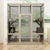 70'' Large Walk-in Catio Outdoor Cat House Waterproof Cover Multi-Platform Cat Enclosure With 2 Resting Boxes For Multiple Cats