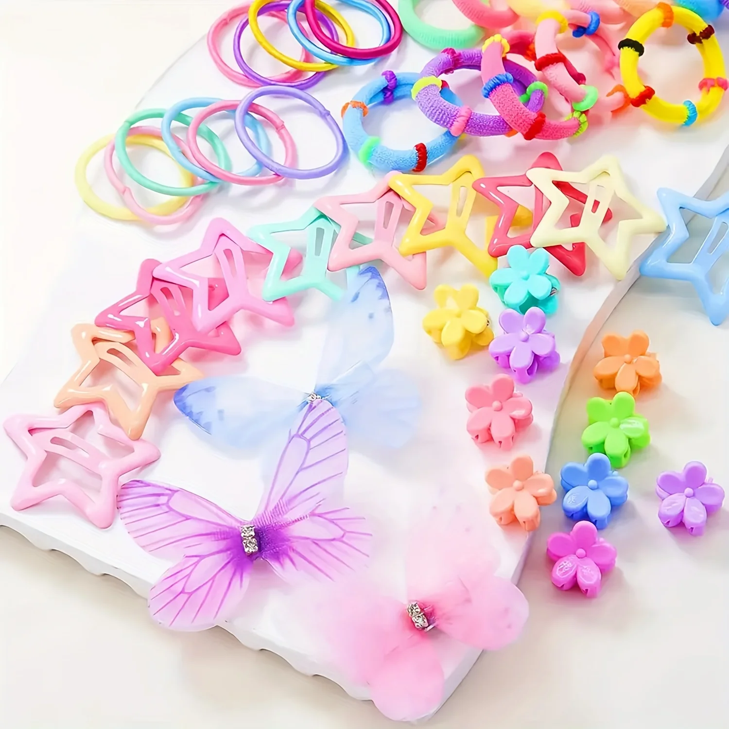 941 sets of colorful and cute outfits for girls | Includes various clips, hair ties, flowers, and double-layered bow headpieces - Image 6
