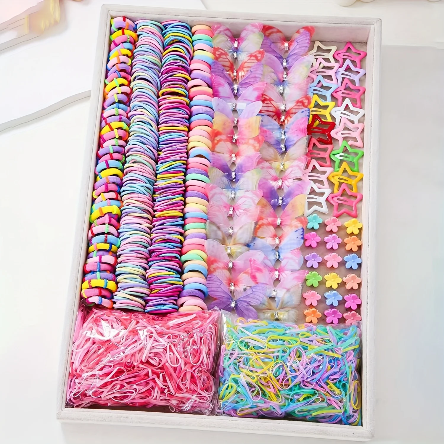 941 sets of colorful and cute outfits for girls | Includes various clips, hair ties, flowers, and double-layered bow headpieces