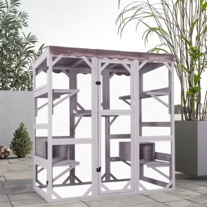 A Large Outdoor Cat Enclosure For Multiple Cats To Walk In Cages With A Waterproof Roof