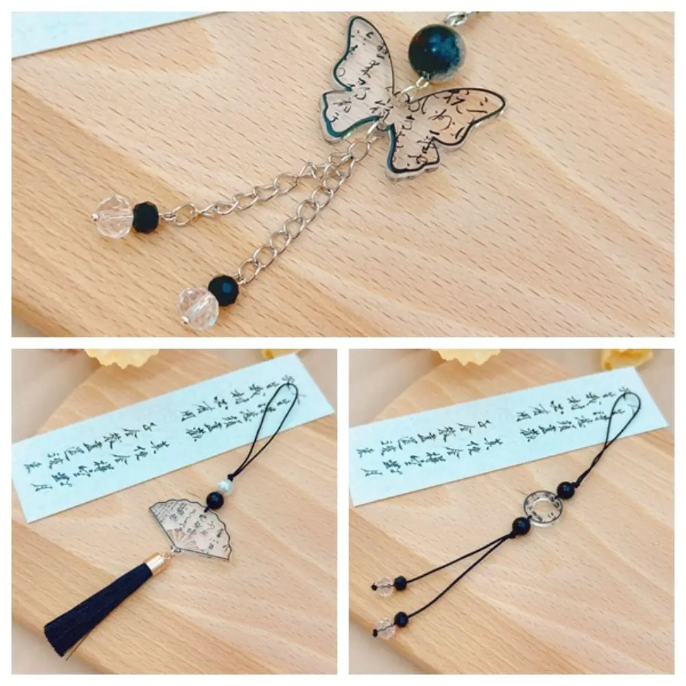 Acrylic Chinese Style Butterfly Pendant Phone Charm DIY Handmade Retro Beaded Phone Chain Hanging Cord Anti-Lost - Image 6