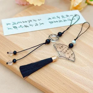 Acrylic Chinese Style Butterfly Pendant Phone Charm DIY Handmade Retro Beaded Phone Chain Hanging Cord Anti-Lost