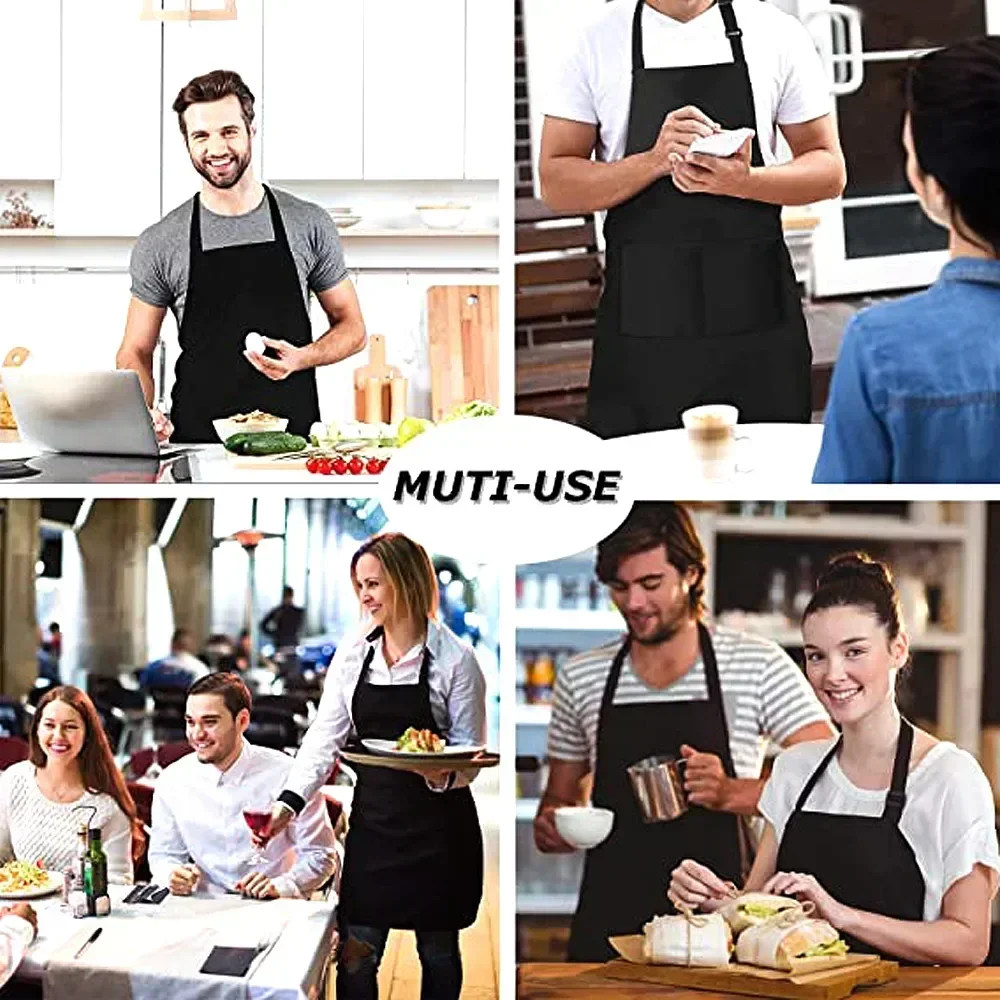 Adjustable Cooking Apron Unisex Household Solid Color Chef Waiter Barbecue Hairdresser Adult Pocket Apron Kitchen Supplies Tool - Image 5