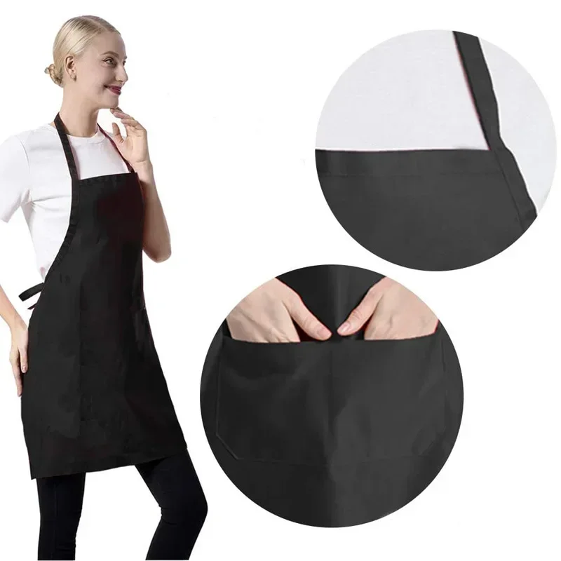 Adjustable Cooking Apron Unisex Household Solid Color Chef Waiter Barbecue Hairdresser Adult Pocket Apron Kitchen Supplies Tool - Image 3