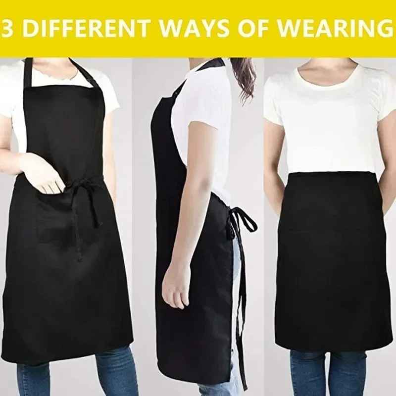 Adjustable Cooking Apron Unisex Household Solid Color Chef Waiter Barbecue Hairdresser Adult Pocket Apron Kitchen Supplies Tool - Image 4