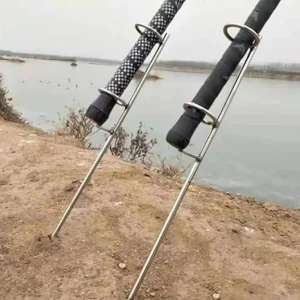 Adjustable Metal Fishing Rod Holder Sea Rod Double Bracket Steel Ground Insertion Fishing Rod Bracket Fish Supply