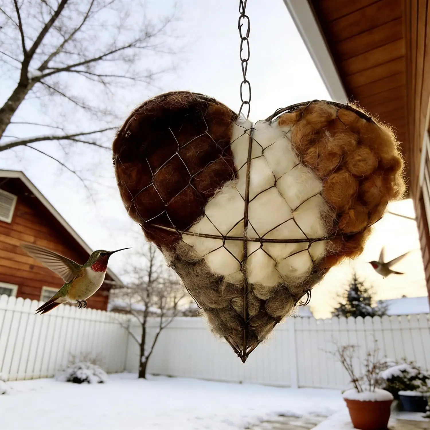 Alpaca Fiber Bird Nesting Heart - Handmade Alpaca Bird Nesting Material Holder, Outdoor Wild Bird Winter Shelter, for Bird Lover - Image 3